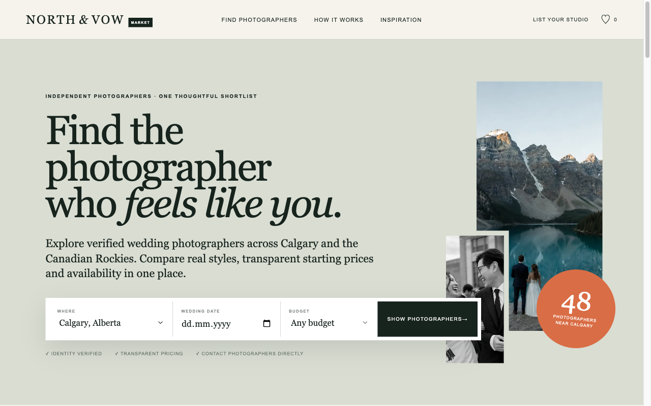North & Vow website preview